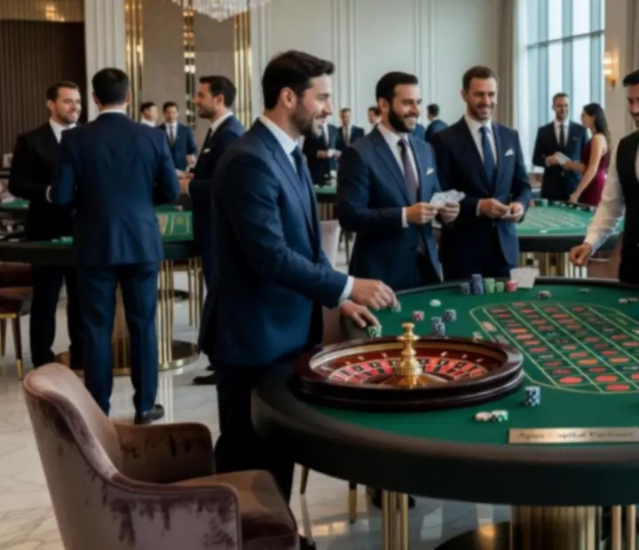 Elegantní firemní večer se zábavními stolními hrami v luxusním prostředí