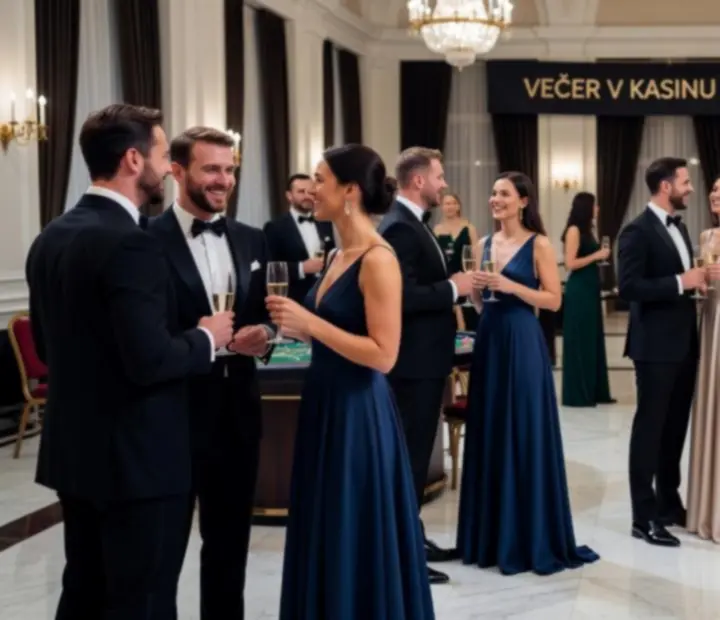 Skupina hostů během elegantního večera se stolními hrami