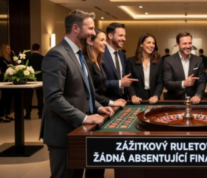 Detail ruletového stolu během firemní společenské akce